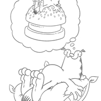 Desenho de Garfield sonhando com hambúrguer para colorir