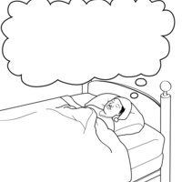 Desenho de Homem sonhando enquanto dorme para colorir