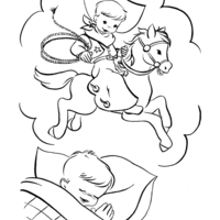 Desenho de Menino sonhando com cowboy para colorir
