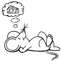 Desenho de Rato sonhando com queijo para colorir