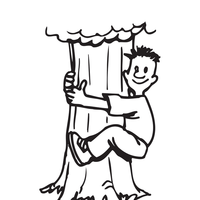 Desenho de Abraço de homem à árvore para colorir