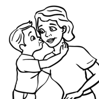 Desenho de Filho beijando mãe para colorir