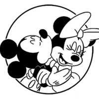 Desenho de Mickey dando beijão na Minnie para colorir