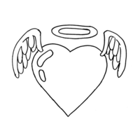 Desenho de Coração de anjo para colorir
