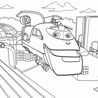 Desenho de Action Chugger de Chuggington na cidade para colorir