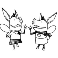 Desenho de Pig Olivia e amigo para colorir