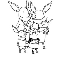 Desenho de Família da Pig Olivia para colorir