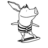 Desenho de Pig Olivia surfando para colorir