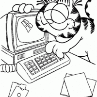 Desenho de Garfield no computador para colorir