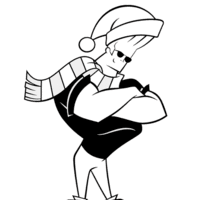 Desenho de Johnny Bravo no Natal para colorir