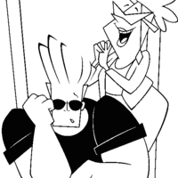 Desenho de Johnny Bravo pensando para colorir