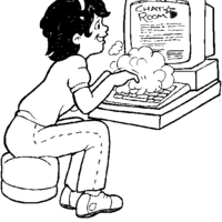 Desenho de Mulher no chat da internet para colorir
