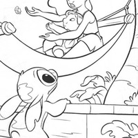 Desenho de Lilo e Stitch na rede para colorir