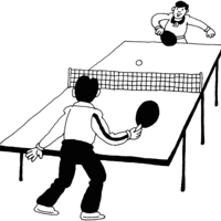 Desenho de Crianças jogando ping-pong para colorir