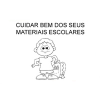 Desenho de Aluno cuidando do material escolar para colorir