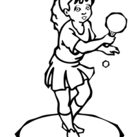 Desenho de Menina com raquete de ping-pong para colorir