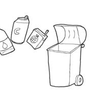 Desenho de Lixeira de reciclagem de plástico para colorir
