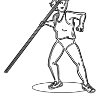 Desenho de Atleta de arremesso de dardo para colorir