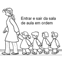 Desenho de Alunos em fila para colorir