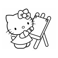 Desenho de Hello Kitty escrevendo recado para colorir
