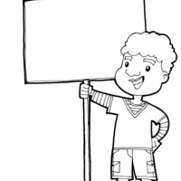 Desenho de Menino e cartaz para colorir