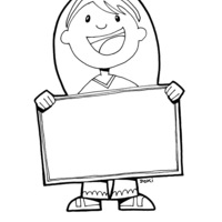 Desenho de Menina segurando cartaz para colorir