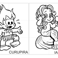 Desenho de Iara e Curupira para colorir