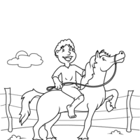 Desenho de Negrinho do Pastoreio no cavalo para colorir