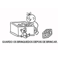 Desenho de Estudante guardando brinquedos na caixa para colorir