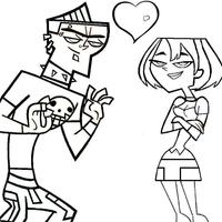 Desenho de Gwen de Drama Total e amigo apaixonado para colorir