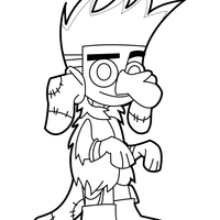 Desenho de Johnny Test disfarçado de Duk para colorir