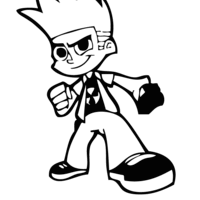 Desenho de Johnny Test em ação para colorir