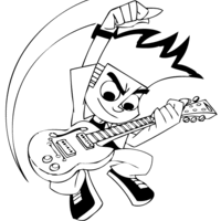 Desenho de Johnny Test tocando guitarra para colorir