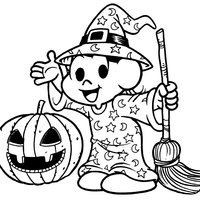 Desenho de Monica bruxinha no Halloweenpara colorir