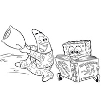 Desenho de Bob Esponja lendo para colorir