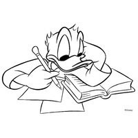 Desenho de Donald estudando para prova para colorir