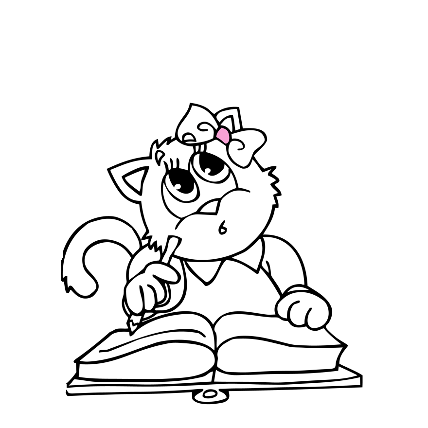 Gatinho estudando kawaii para colorir - Imprimir Desenhos