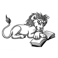 Desenho de Leão lendo para colorir