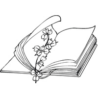 Desenho de Livro e flores para colorir