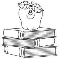 Desenho de Livros e maçãs para colorir