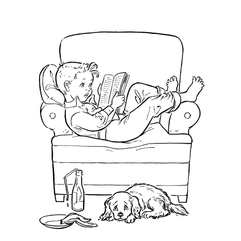 Menina lendo deitada no sofa