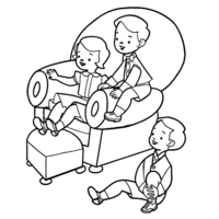 Desenho de Meninos vendo televisão para colorir