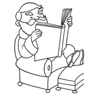Desenho de Papai lendo no fim do dia para colorir