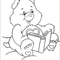 Desenho de Ursinho Carinhoso lendo um livro para colorir