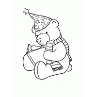 Desenho de Urso sentado lendo para colorir