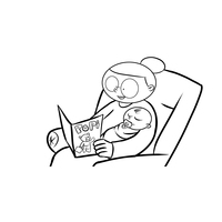 Desenho de Vovó lendo antes de dormir para colorir
