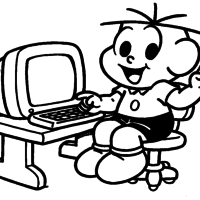 Desenho de Cebolinha no computador para colorir