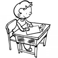 Desenho de Menina escrevendo no caderno para colorir