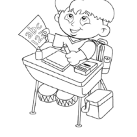 Desenho de Menino escrevendo abecedário para colorir