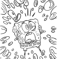 Desenho de Bob Esponja assustado para colorir